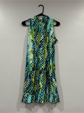 Tzu Tzu Snakeskin Green Yellow Blue Golf Dress Small S